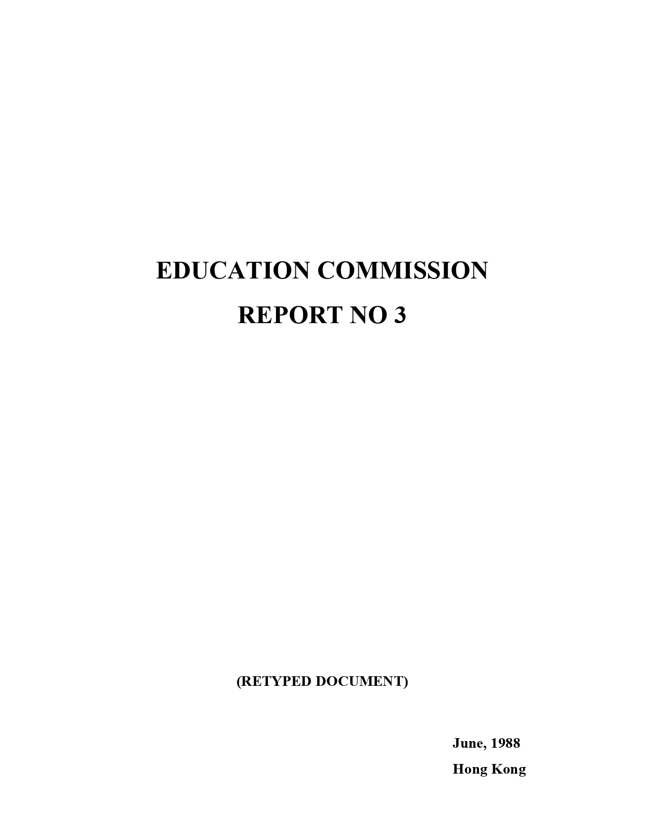 Education Commission Report No. 3